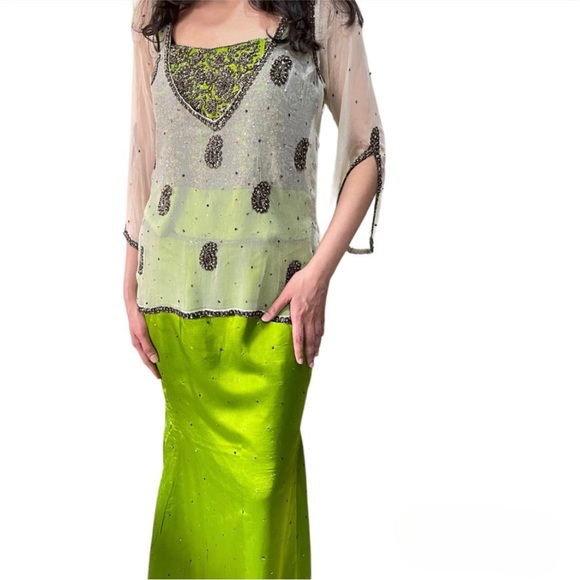 New Lime Green Embellished Lehenga Set